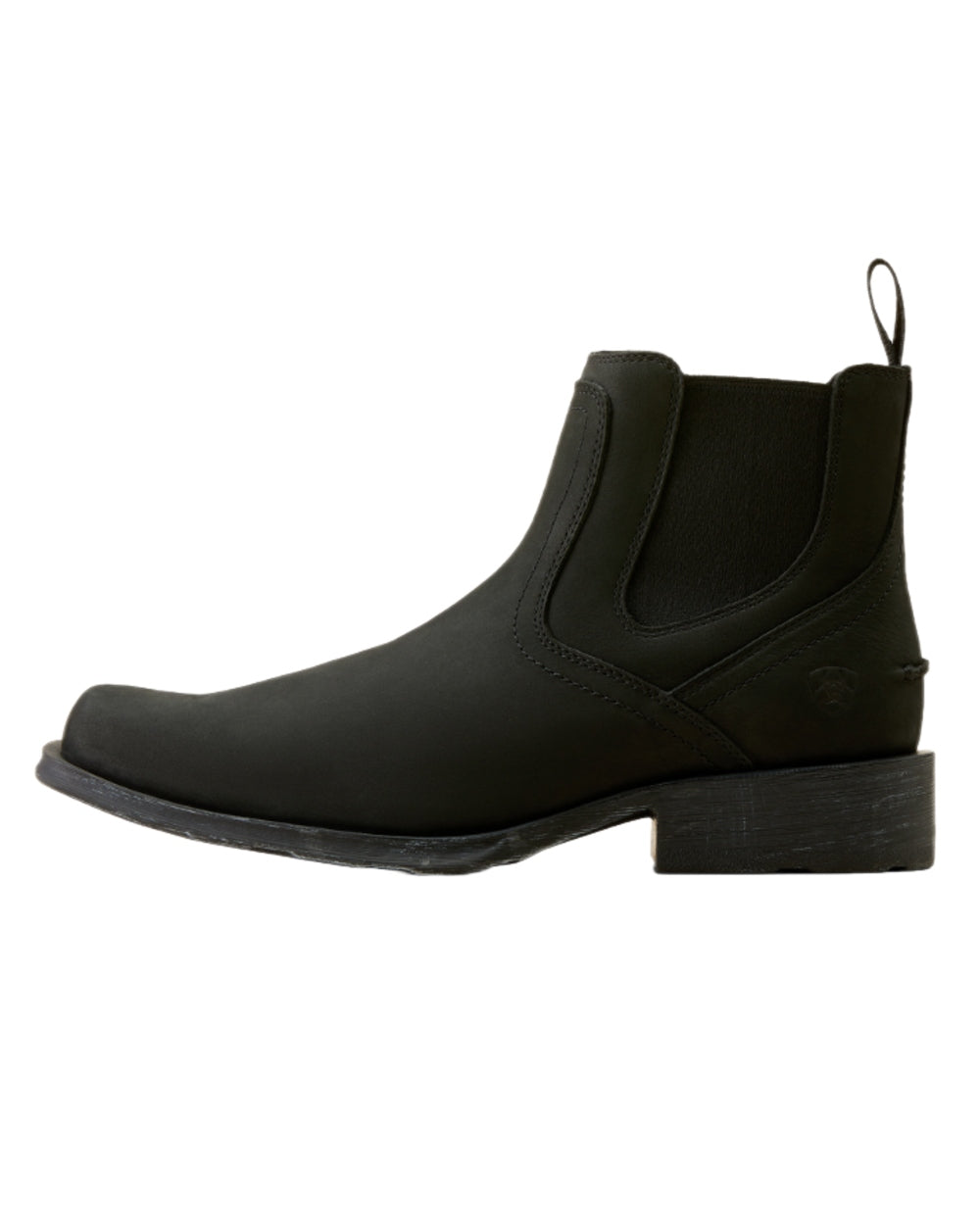 Matte Black Coloured Ariat Mens Midtown Rambler Western Boots on White background 