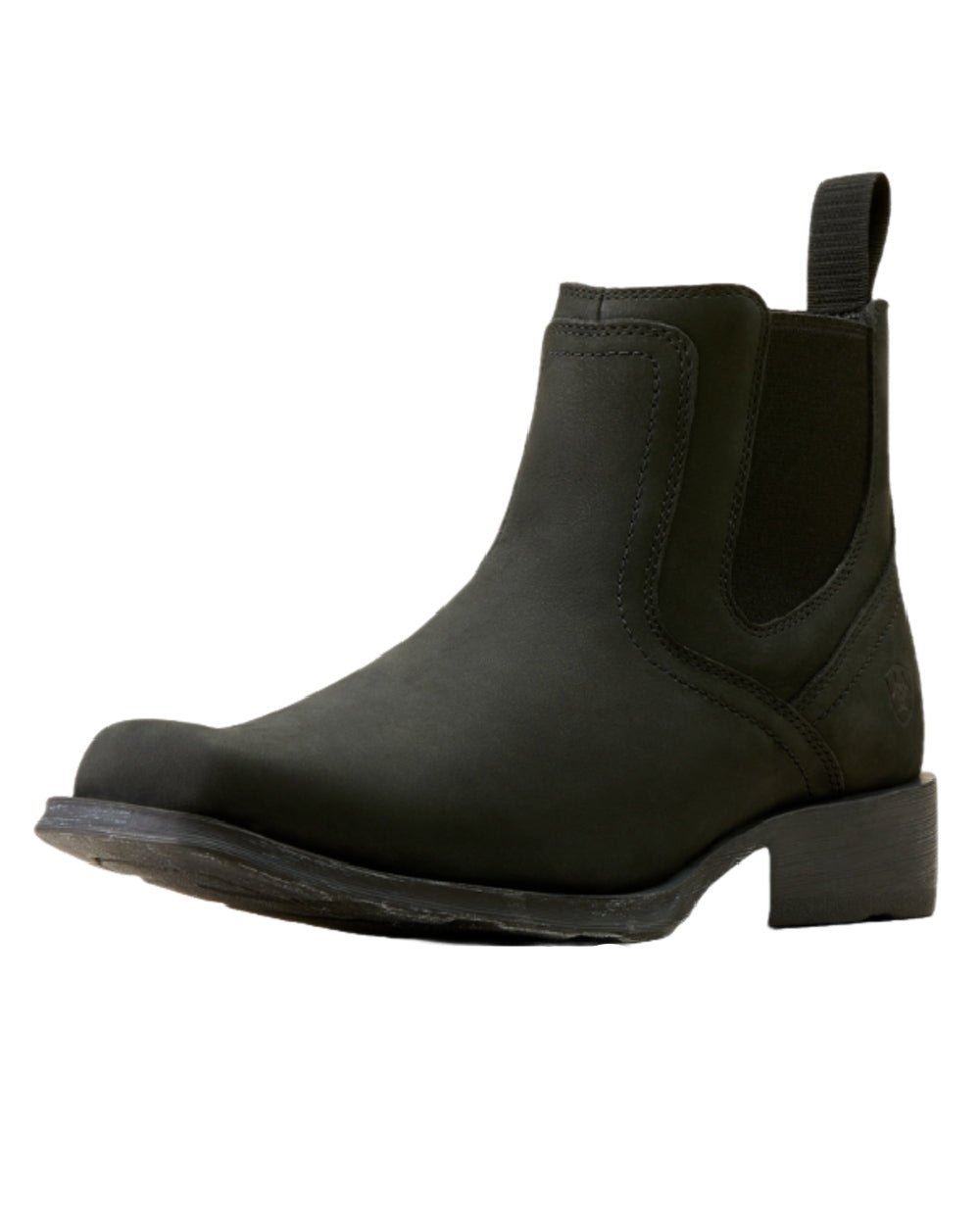 Matte Black Coloured Ariat Mens Midtown Rambler Western Boots on White background 