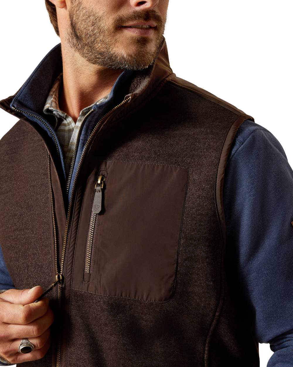 Delicioso coloured Ariat Mens Millbrae Gilet on white background 