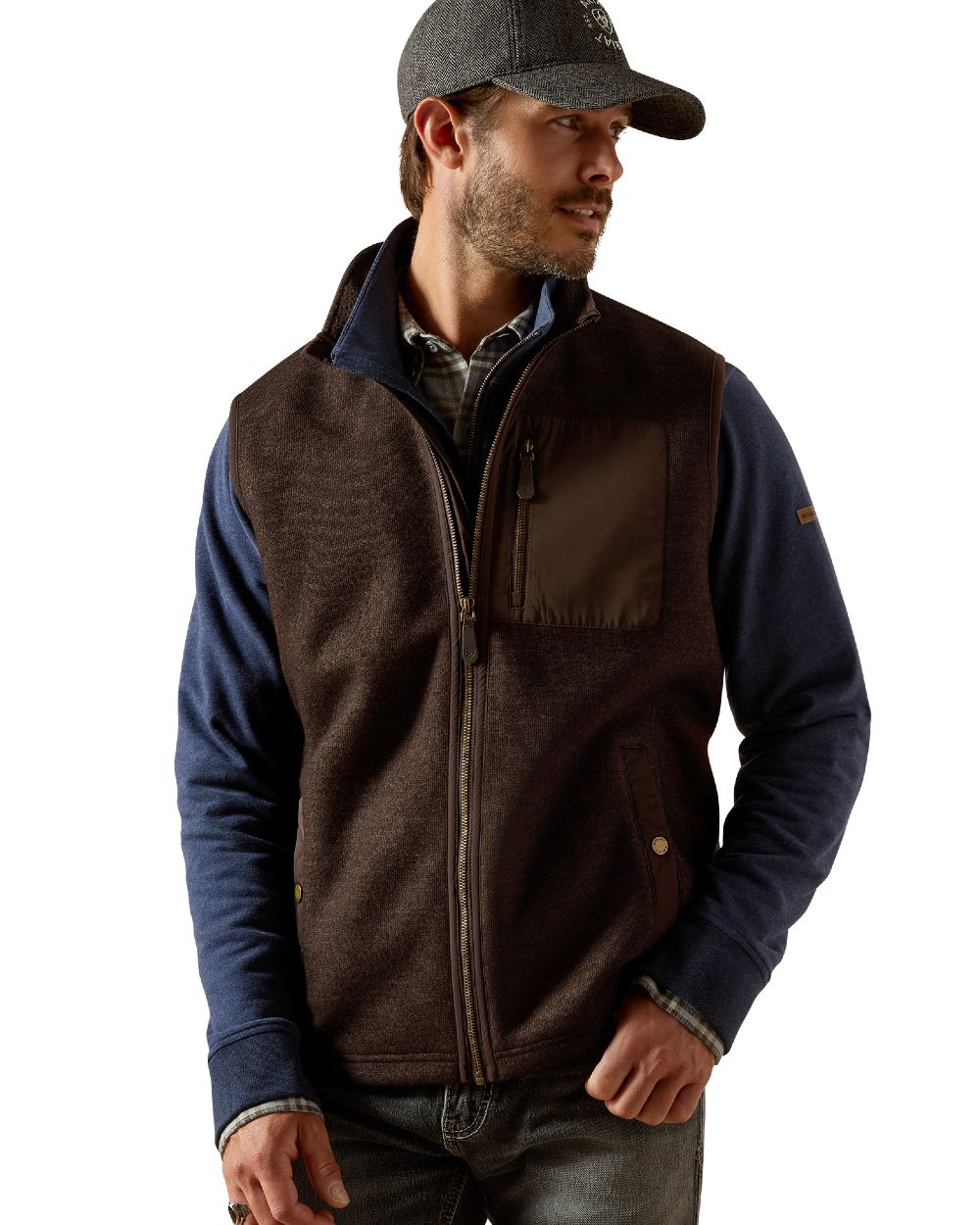Delicioso coloured Ariat Mens Millbrae Gilet on white background 