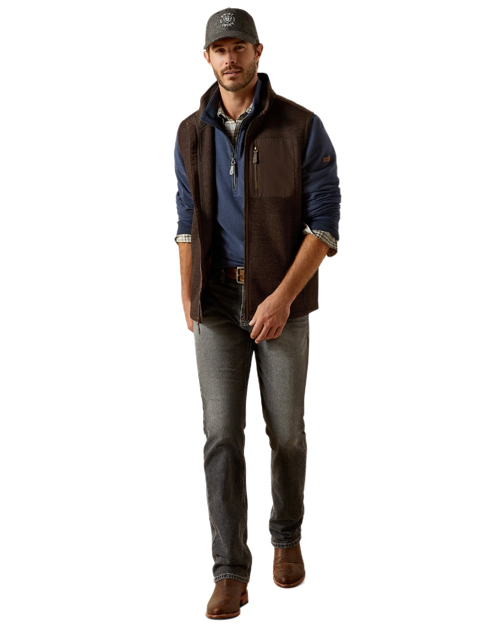 Delicioso coloured Ariat Mens Millbrae Gilet on white background 