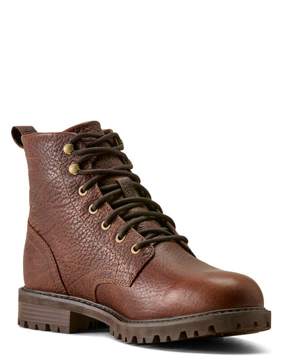 Cognac Bison coloured Ariat Mens Moorland Bison Boots on white background 