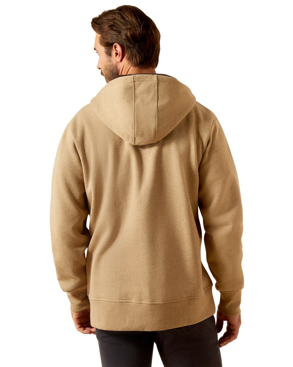 Tigers Eye Heather Coloured Ariat Mens Rabere 2.0 Hoodie on white background 