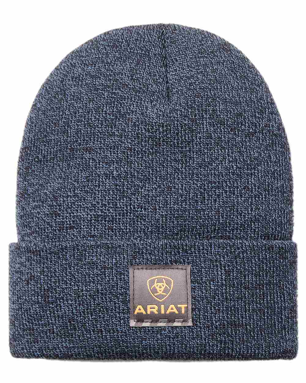 Navy Light Blue Coloured Ariat Mens Rebar Beanie on white background 