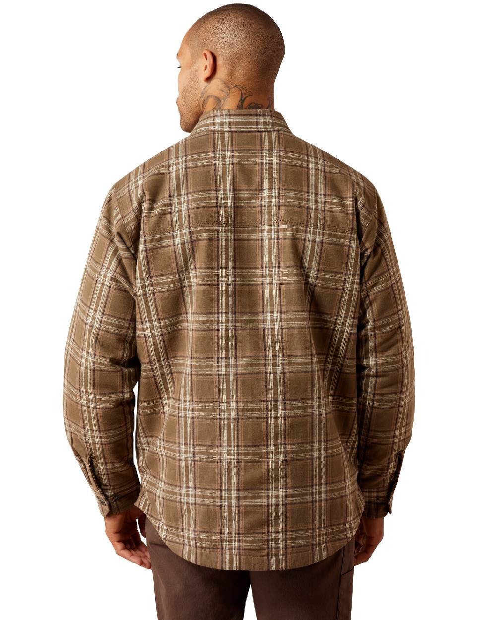 Canteen coloured Ariat Mens Rebar Flannel Insulated Shirt Jacket on white background 