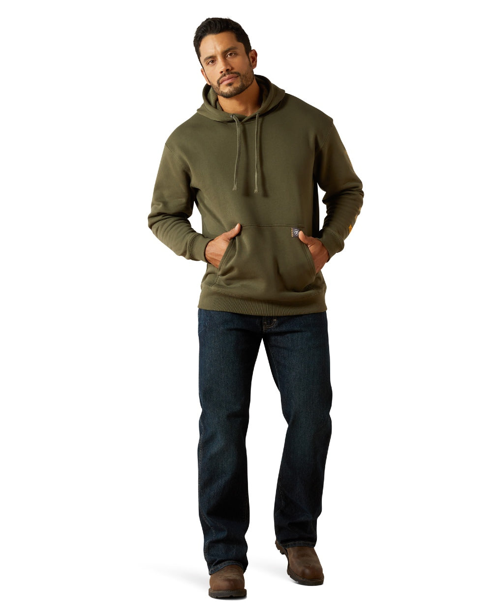 Grape Leaf Dried Herb coloured Ariat Mens Rebar Graphic Hoodie Clearance on white background 