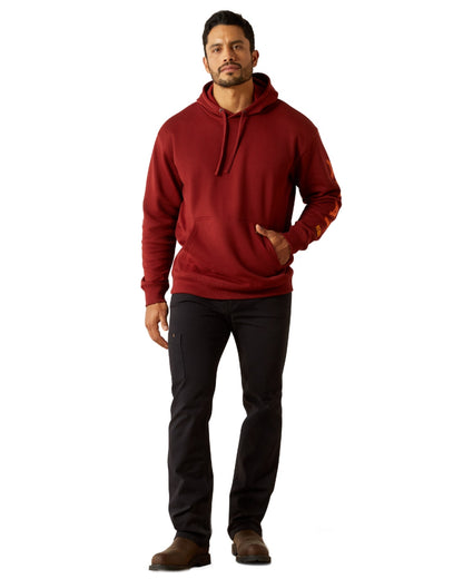 Russet Brown Potters Clay Coloured Ariat Mens Rebar Graphic Hoodie on white background 