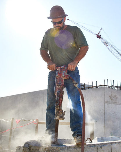 Bodie coloured Ariat Mens Rebar M7 Slim DuraStretch Edge Stackable Straight outdoor on white background 