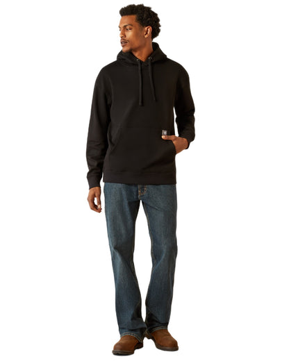 Black coloured Ariat Mens Rebar Workman Hardhead Hoodie on white background 