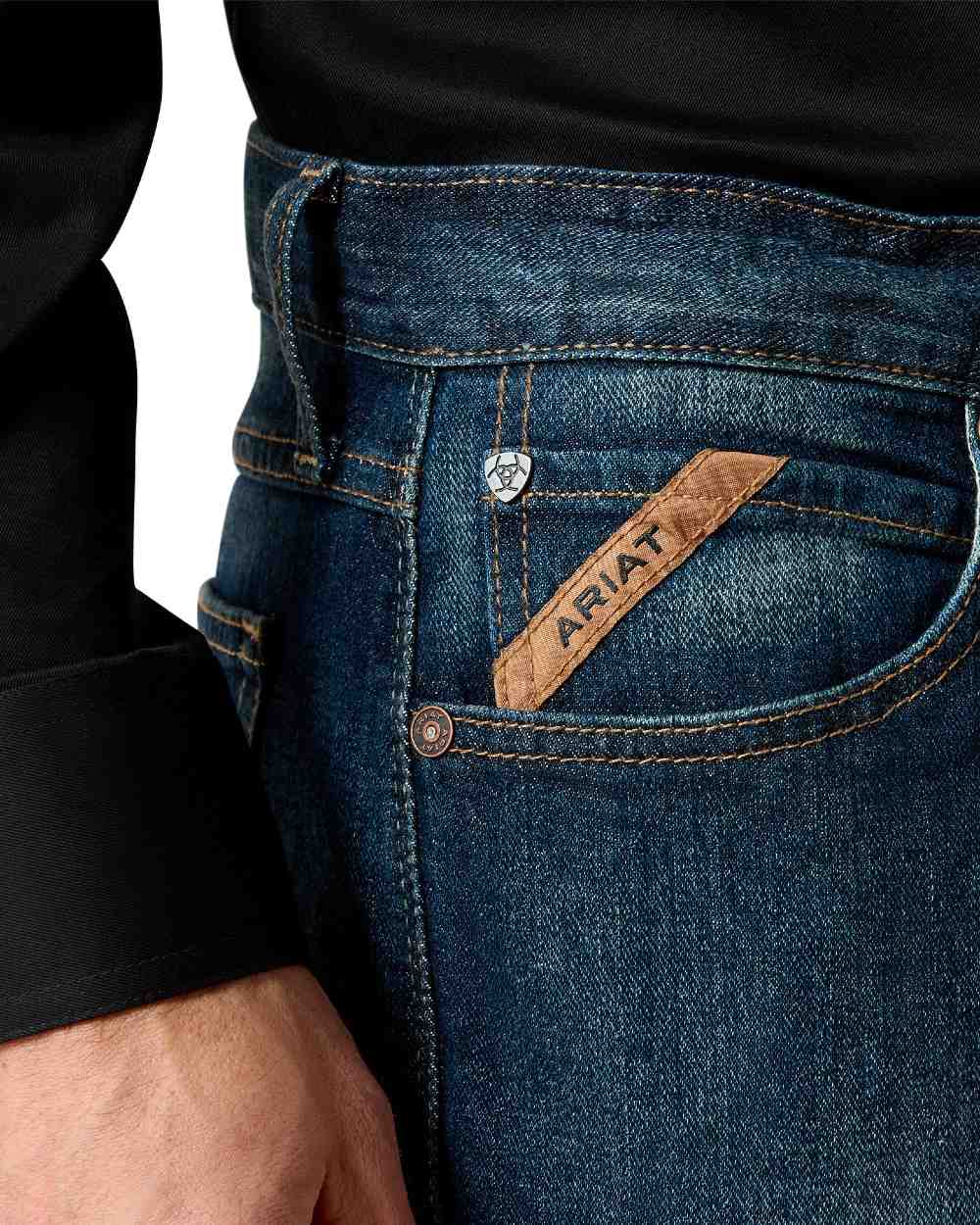 Fremont Coloured Ariat Mens Rocker Stretch Legacy Stackable Straight Leg Jeans on white background 