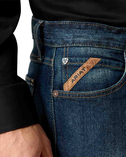 Fremont Coloured Ariat Mens Rocker Stretch Legacy Stackable Straight Leg Jeans on white background 