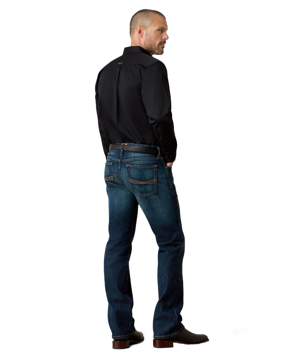 Fremont Coloured Ariat Mens Rocker Stretch Legacy Stackable Straight Leg Jeans on white background 