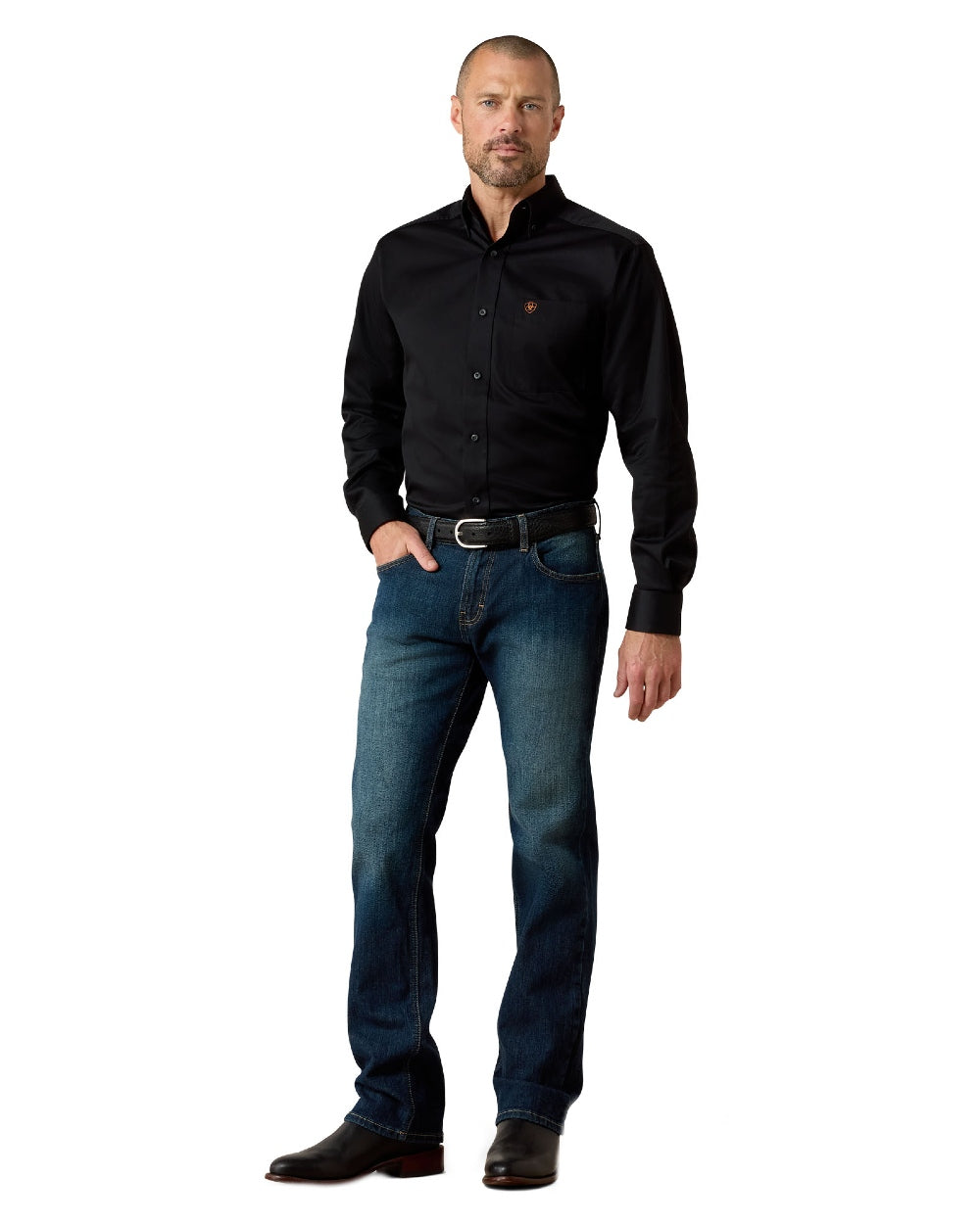 Fremont Coloured Ariat Mens Rocker Stretch Legacy Stackable Straight Leg Jeans on white background 