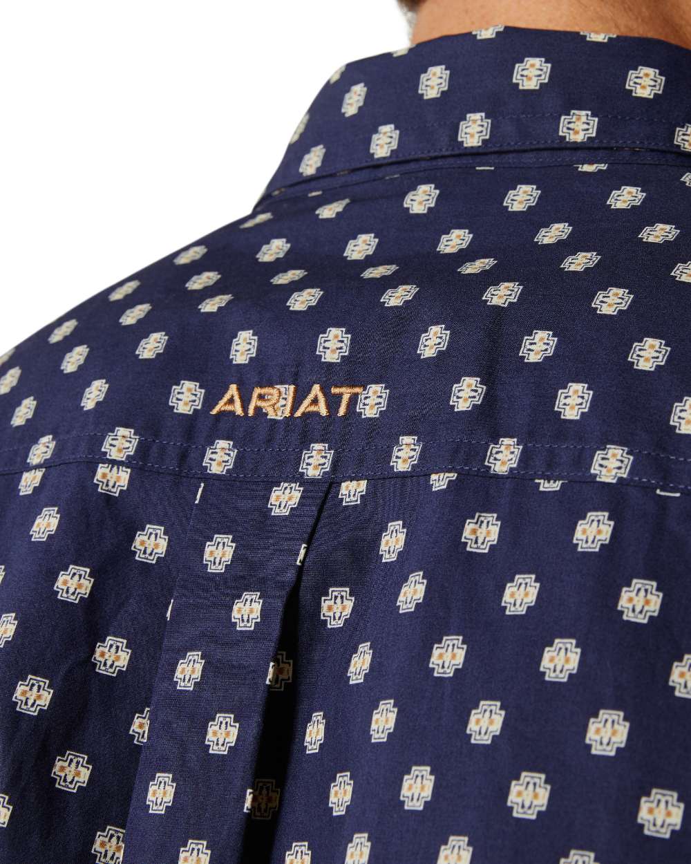 Dark Blue Coloured Ariat Mens Sammy Fitted Shirt on white background 