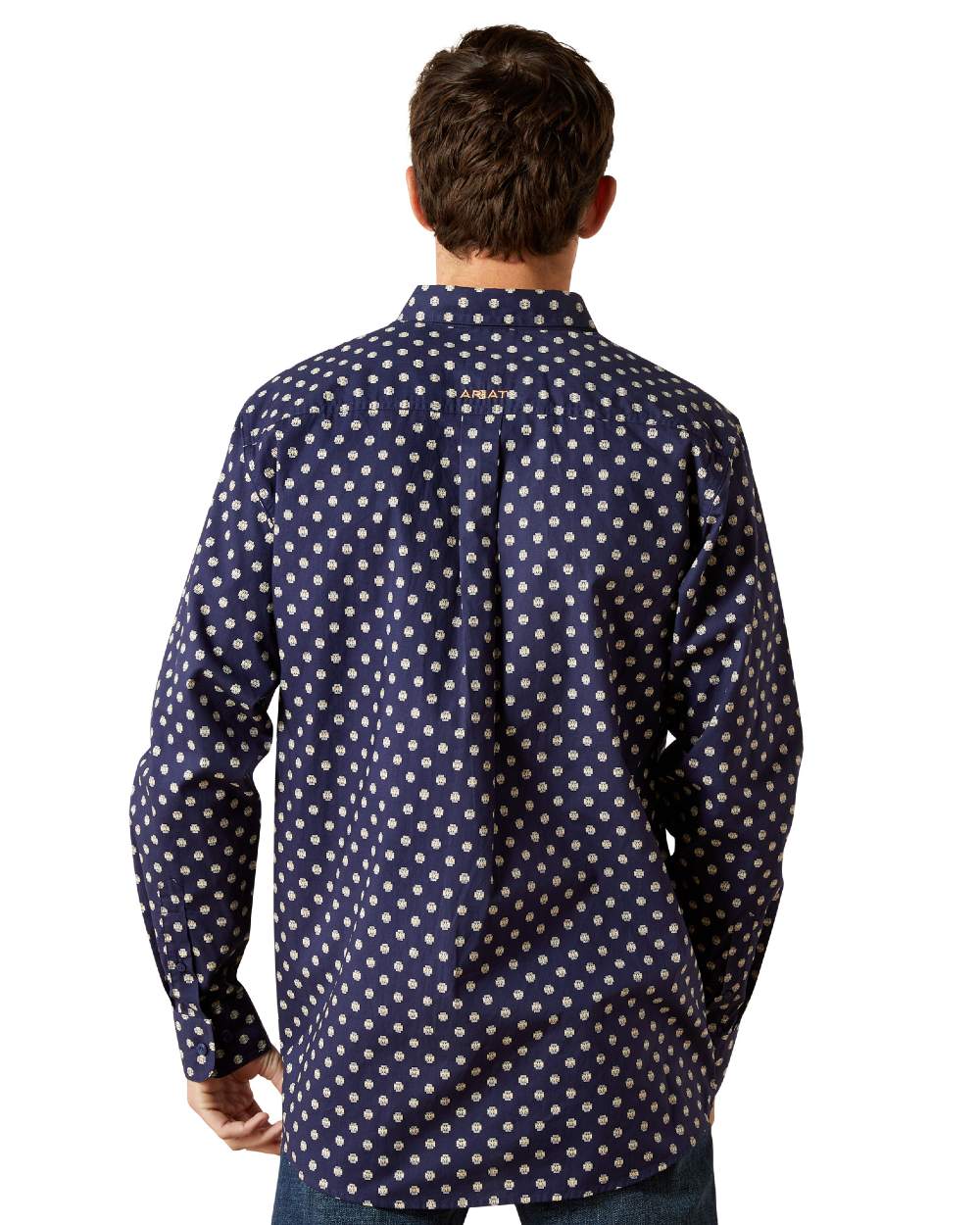 Dark Blue Coloured Ariat Mens Sammy Fitted Shirt on white background 