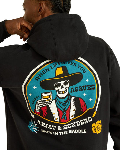 Black Coloured Ariat Mens Sendero When Live Gives You Agaves Hoodie on white background 