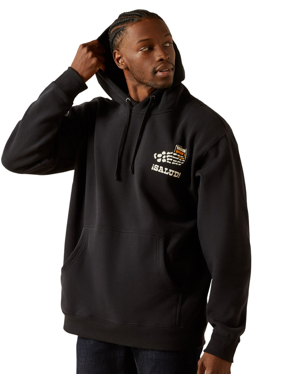 Black Coloured Ariat Mens Sendero When Live Gives You Agaves Hoodie on white background 
