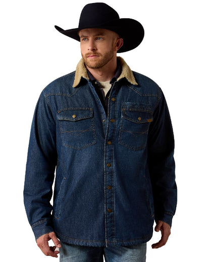 Stewart coloured Ariat Mens Sherpa Lined Shirt Jacket on white background 