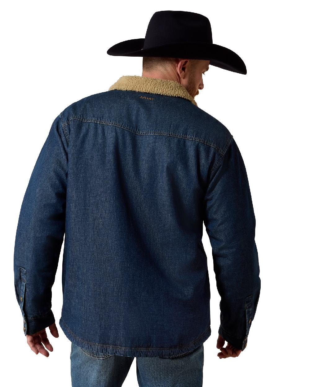 Stewart coloured Ariat Mens Sherpa Lined Shirt Jacket on white background 
