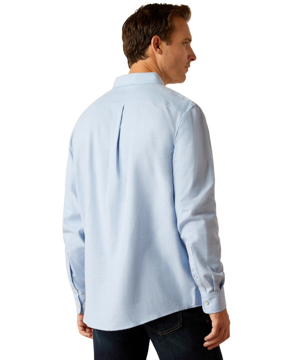 Chambray Blue coloured Ariat Mens Simmental Long Sleeves Shirt on white background 