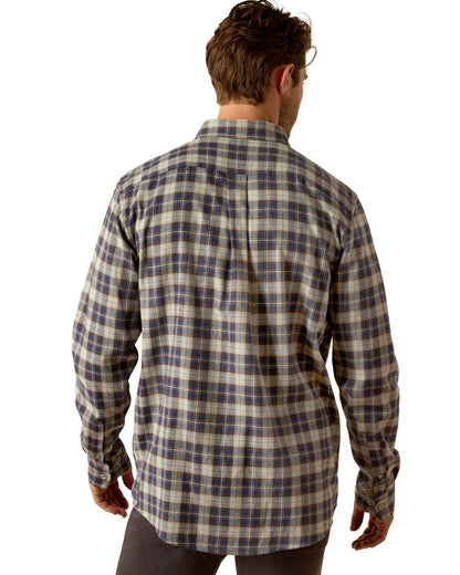 Horizon Plaid coloured Ariat Mens Simmental Long Sleeves Shirt on white background 