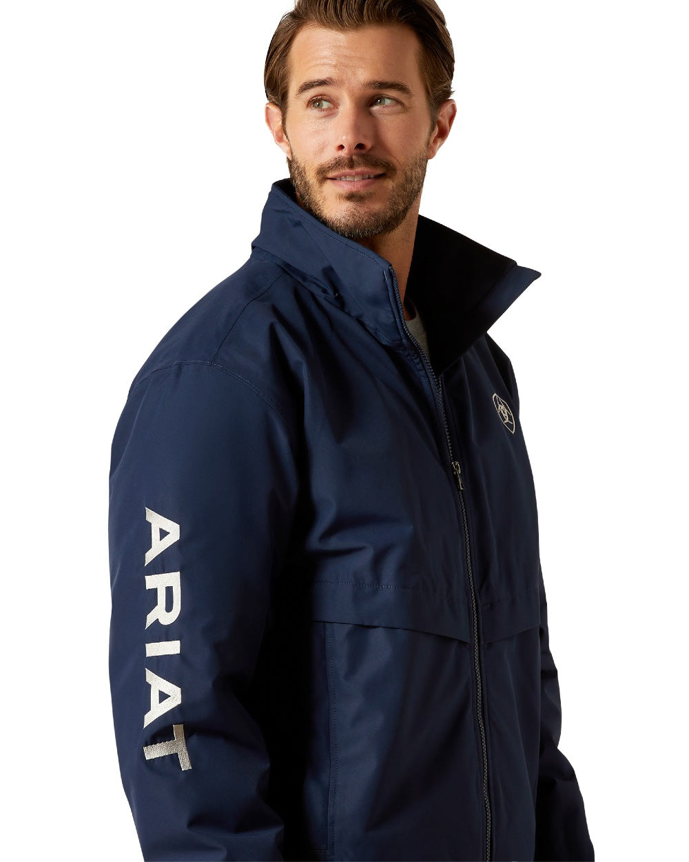Navy Coloured Ariat Mens Stable 2.0 Insulated Jacket on white background 