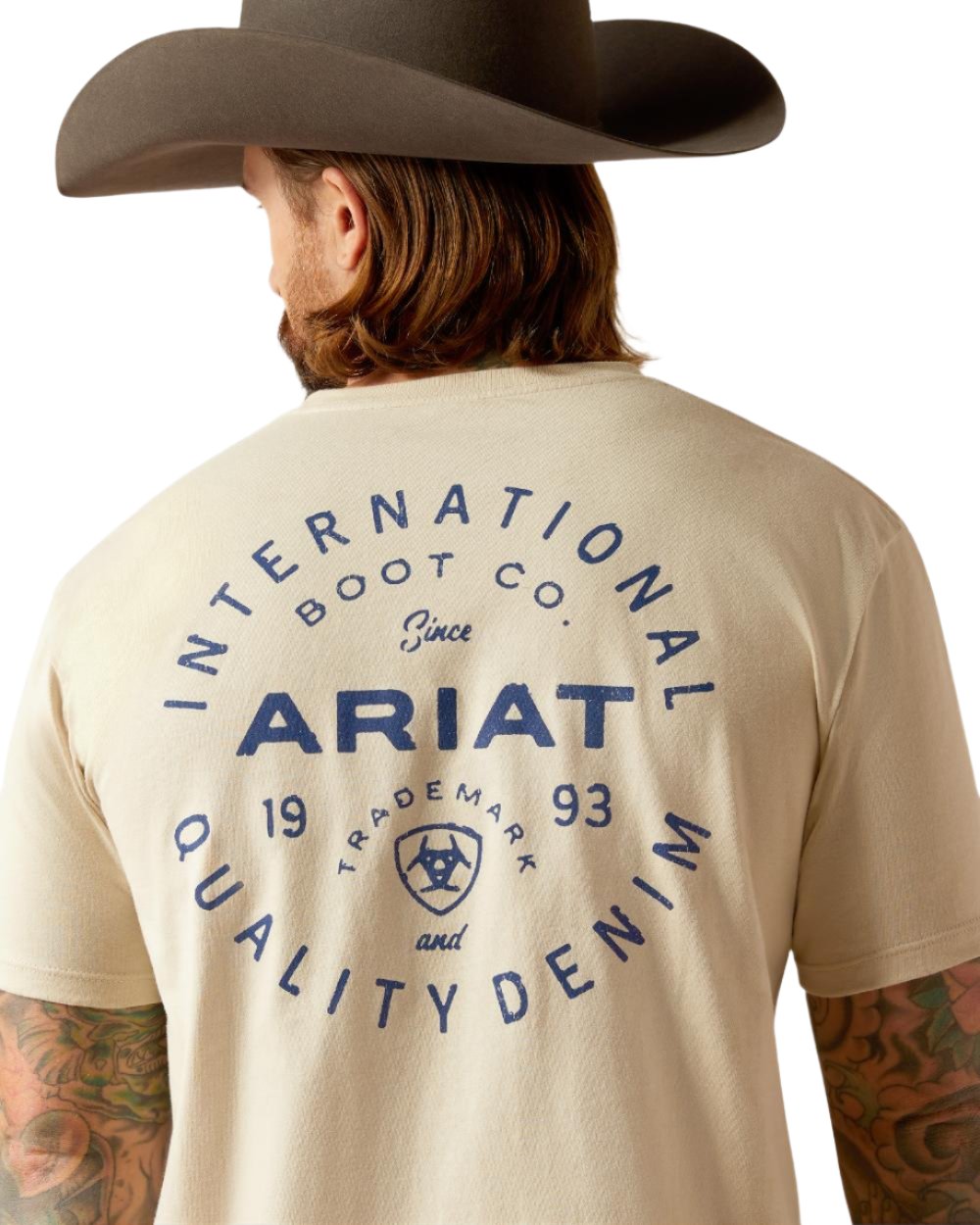 Natural Coloured Ariat Mens Stamped Seal T-Shirt on white background 