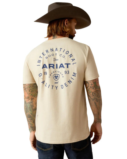 Natural Coloured Ariat Mens Stamped Seal T-Shirt on white background 