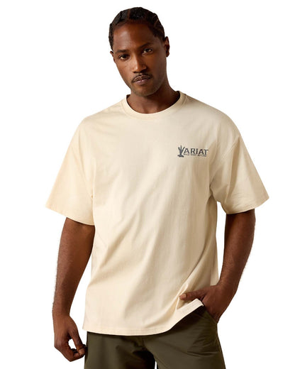Sandshell coloured Ariat Mens The Wicked Boxy T-Shirt on white background 