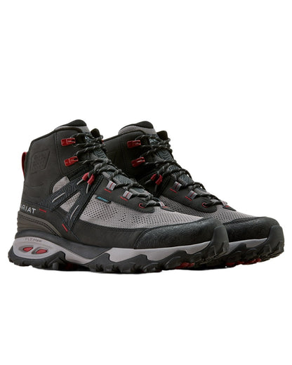 Black Grey coloured Ariat Mens Traverse Mid Waterproof Hiking Boots on white background 