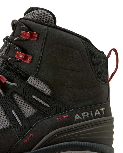 Black Grey coloured Ariat Mens Traverse Mid Waterproof Hiking Boots on white background 