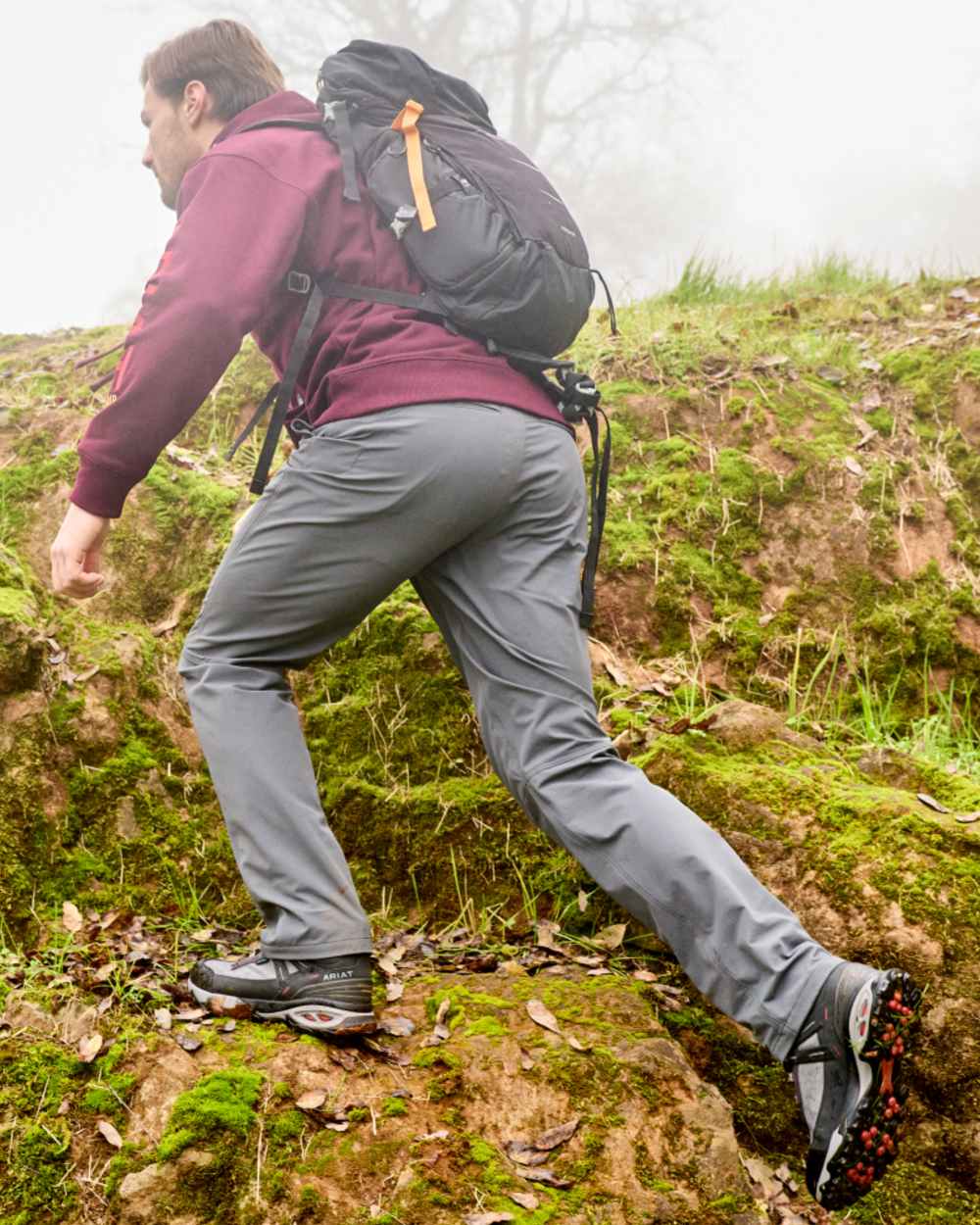 Black Grey coloured Ariat Mens Traverse Mid Waterproof Hiking Boots on outdoor background 