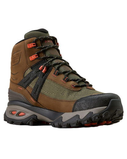 Brown Bark coloured Ariat Mens Traverse Mid Waterproof Hiking Boots on white background 