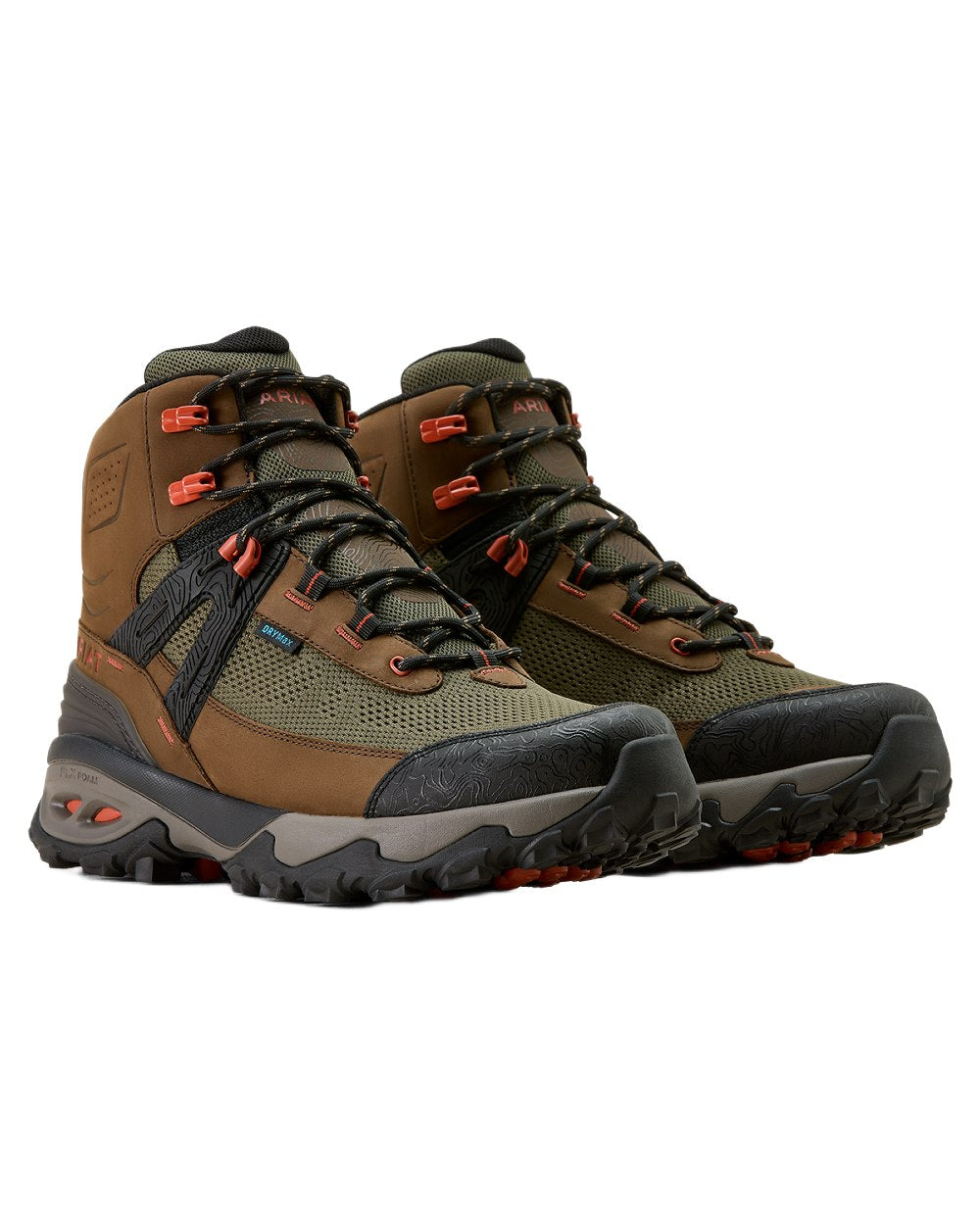Brown Bark coloured Ariat Mens Traverse Mid Waterproof Hiking Boots on white background 