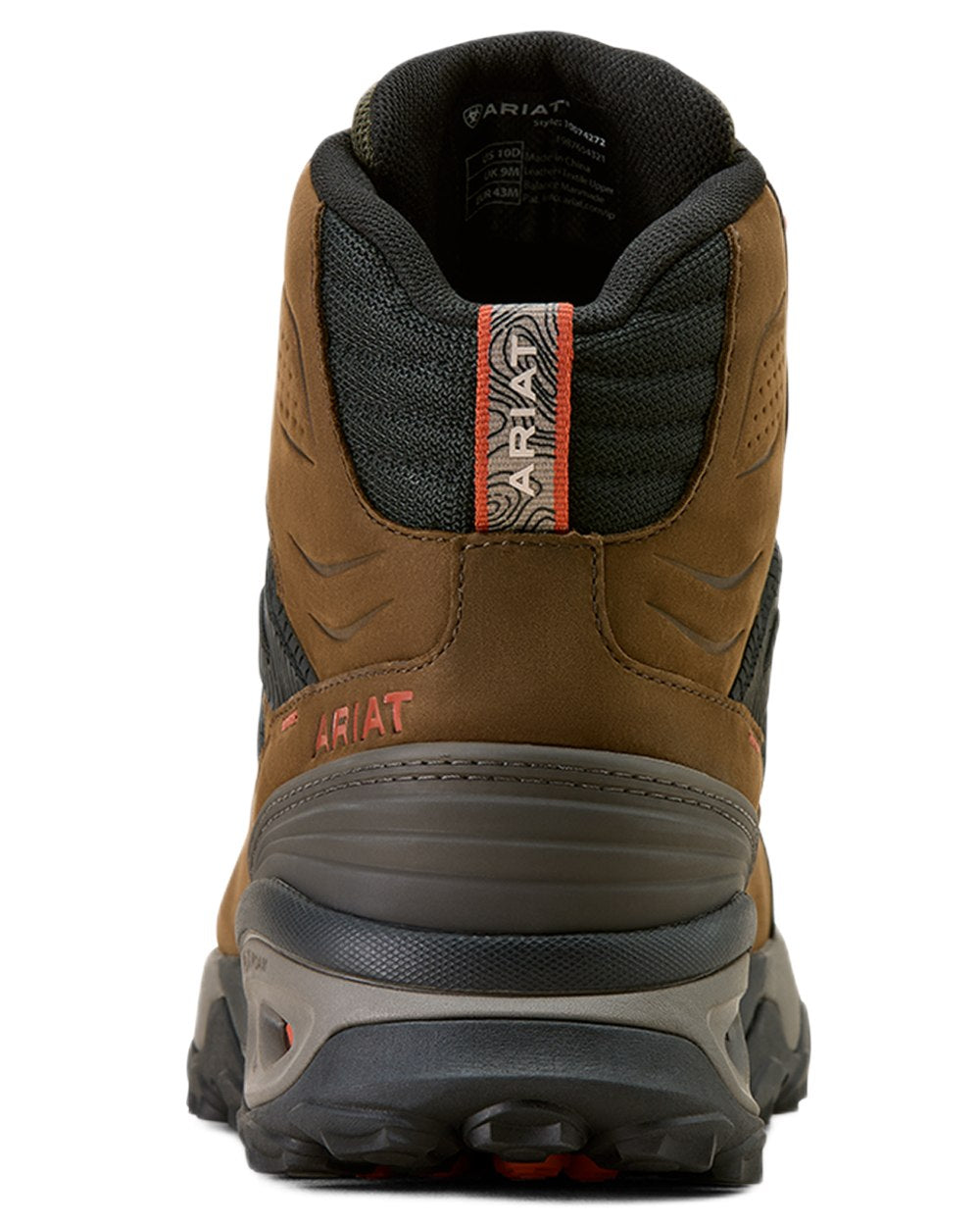 Brown Bark coloured Ariat Mens Traverse Mid Waterproof Hiking Boots on white background 