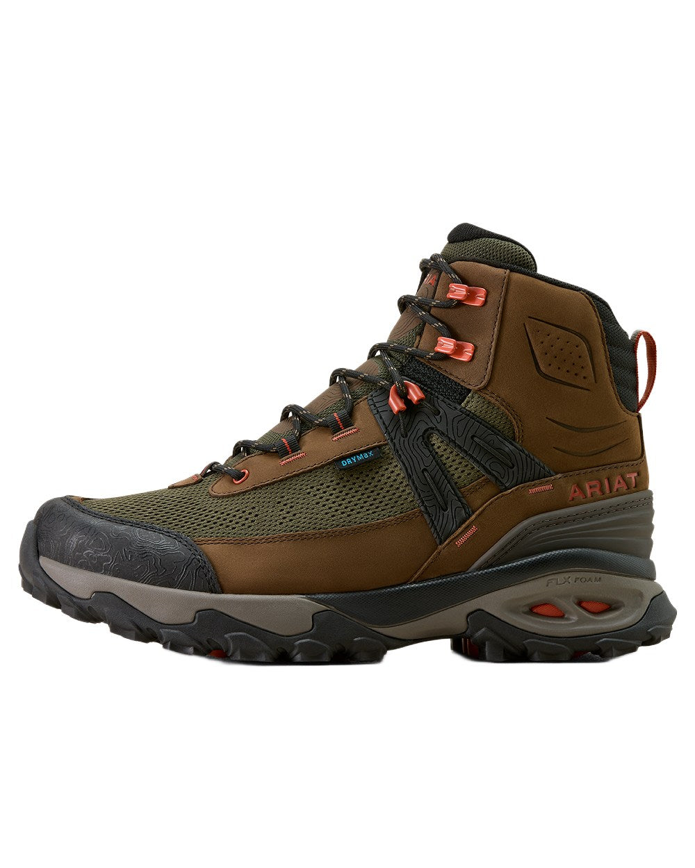 Brown Bark coloured Ariat Mens Traverse Mid Waterproof Hiking Boots on white background 
