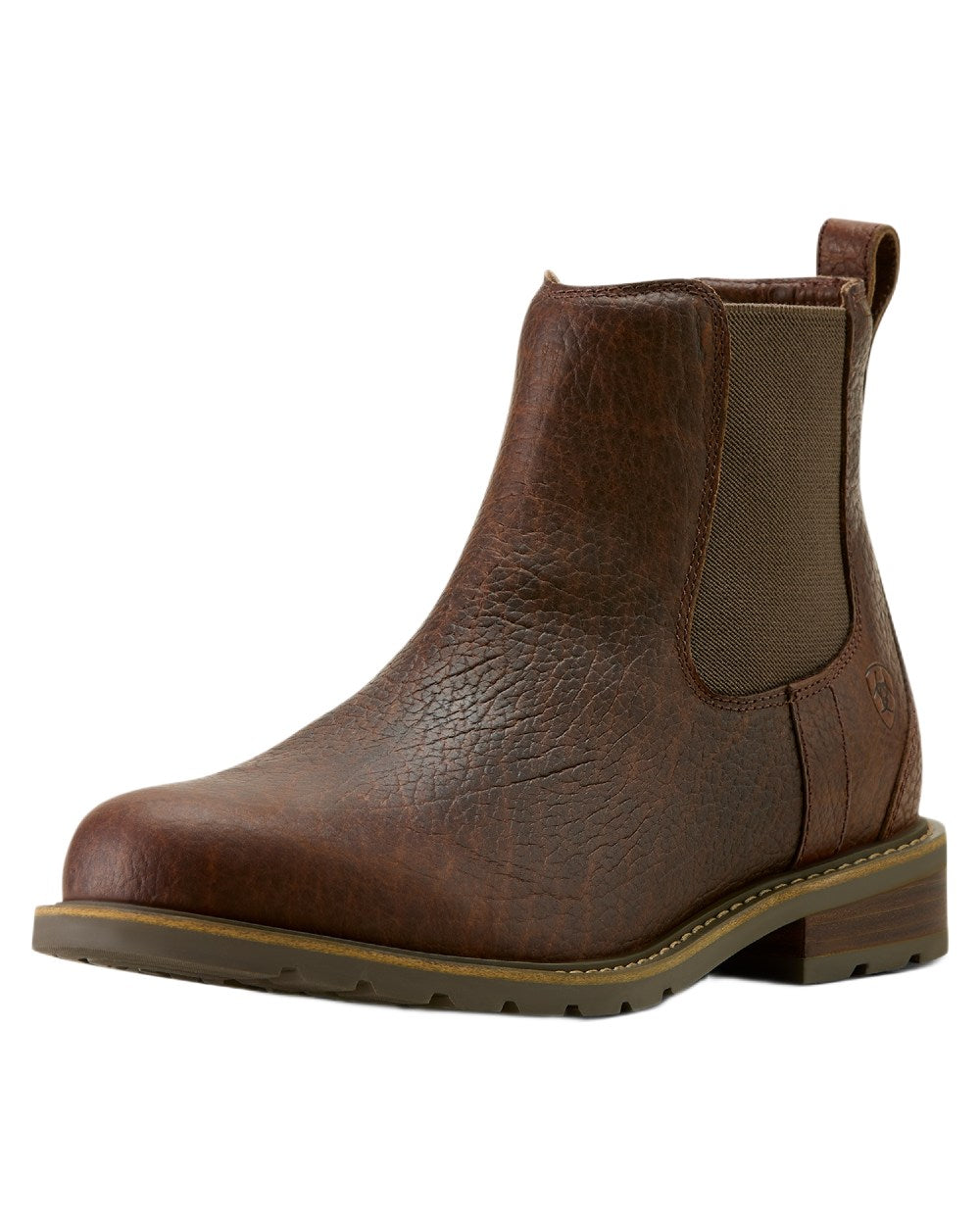 Cognac Bison coloured Ariat Mens Wexford Bison Chelsea Boots on white background 