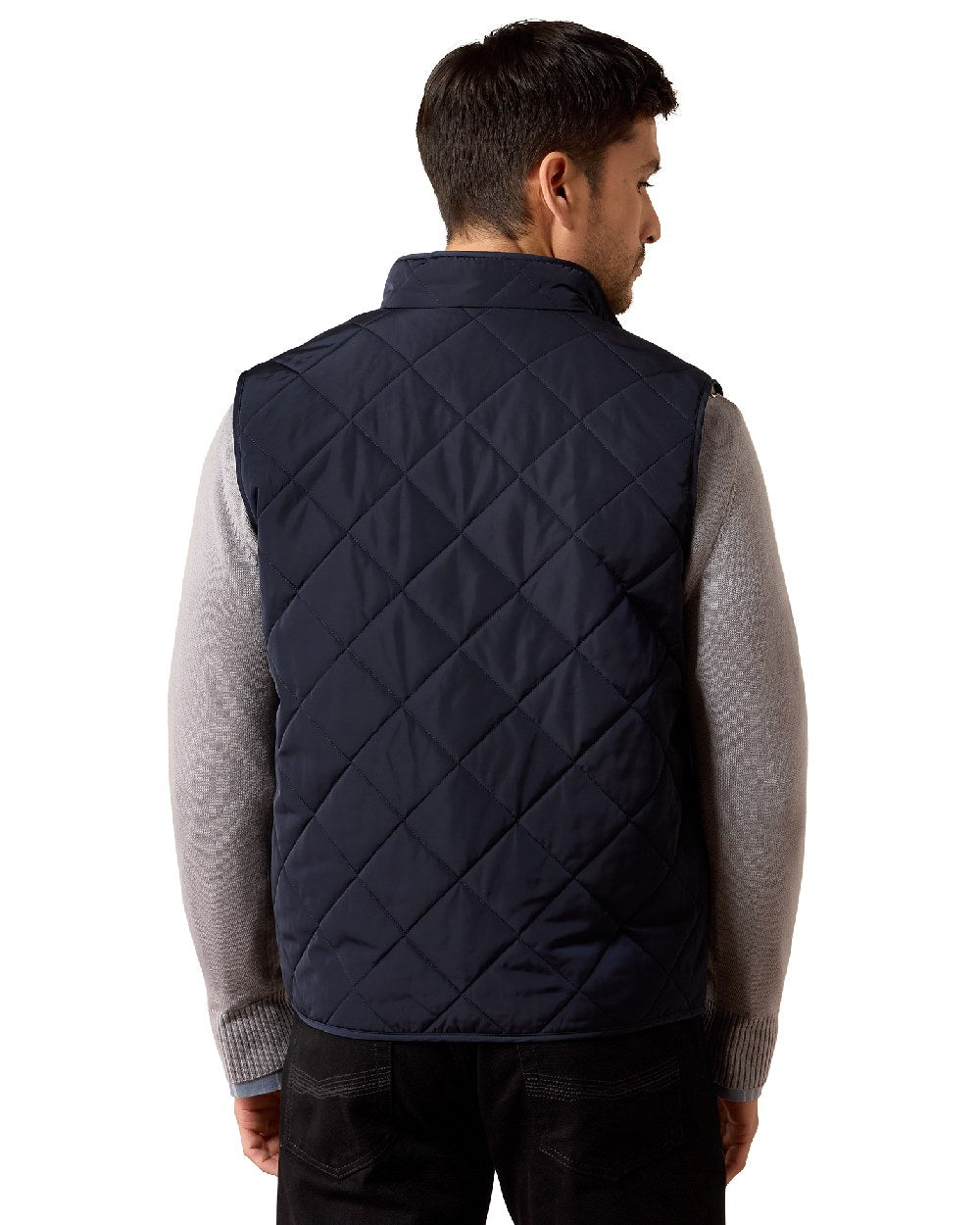 Show Navy coloured Ariat Mens Woodgate Vest on white background 