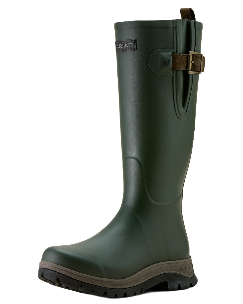 Olive Night coloured Ariat Mens Woodstock Rubber Boots on white background 