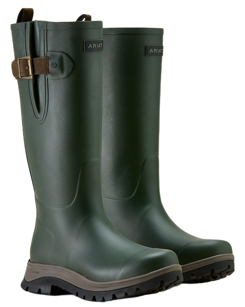 Olive Night coloured Ariat Mens Woodstock Rubber Boots on white background 