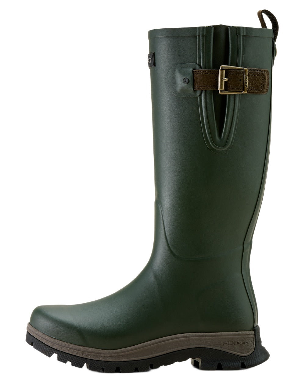 Olive Night coloured Ariat Mens Woodstock Rubber Boots on white background 