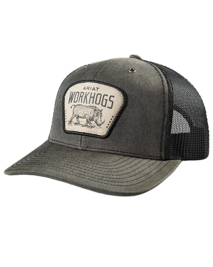 Charcoal Grey coloured Ariat Mens WorkHog Patch Snapback Cap on white background 