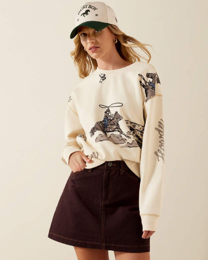 Yellow coloured Ariat Rancher Sweatshirt on beige background 