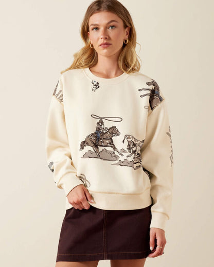 Yellow coloured Ariat Rancher Sweatshirt on beige background 