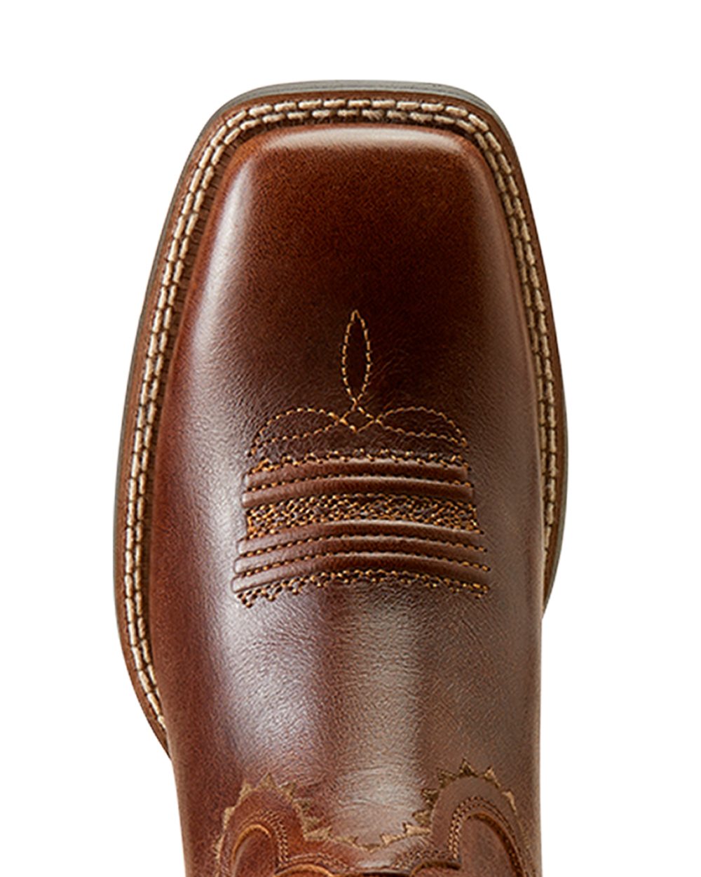 Canyon Tan Coloured Ariat Round Up Skyler Western Boots on white background 