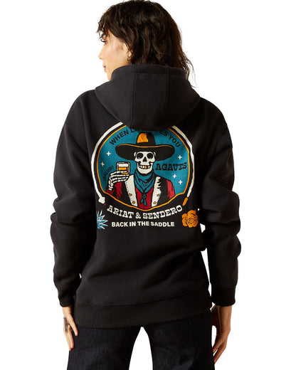 Black Coloured Ariat Mens Sendero When Live Gives You Agaves Hoodie on white background 