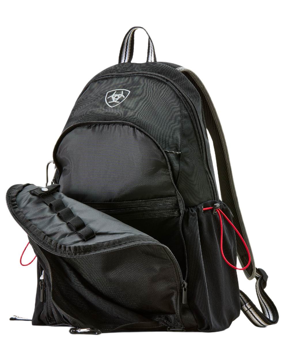 Black coloured Ariat Stride Backpack on white background 