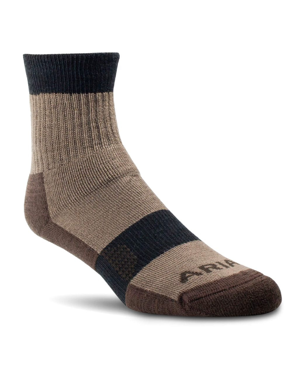 Brown coloured Ariat Terrain Performance Socks 2 Pair Pack on white background 