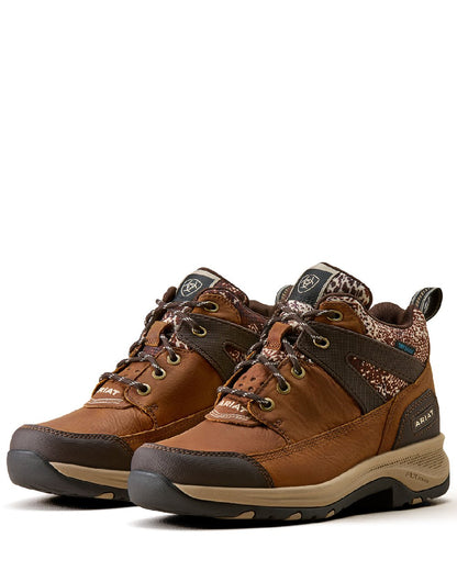 Brown coloured Ariat Terrain Trek Waterproof Boots on white background   