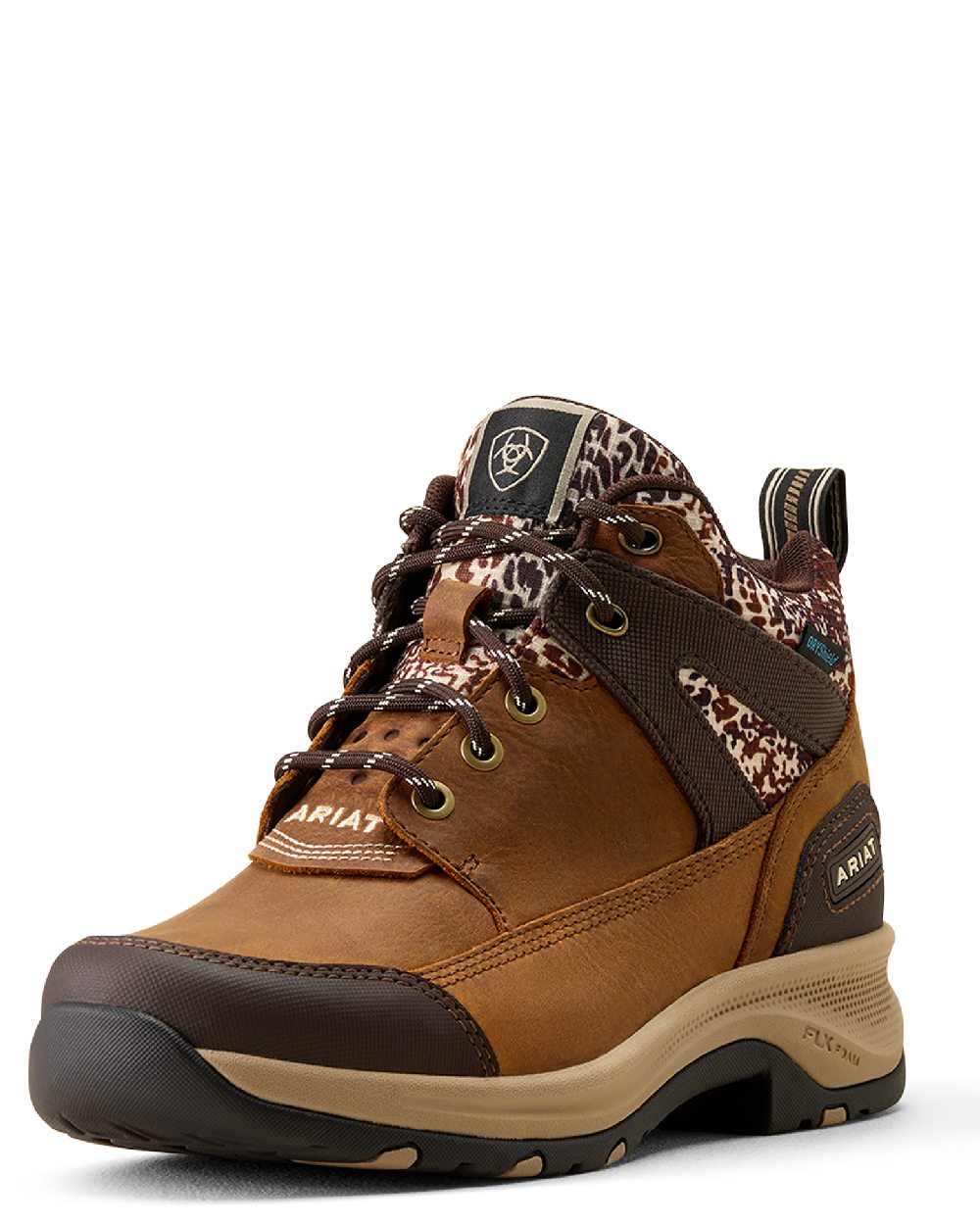 Brown coloured Ariat Terrain Trek Waterproof Boots on white background   